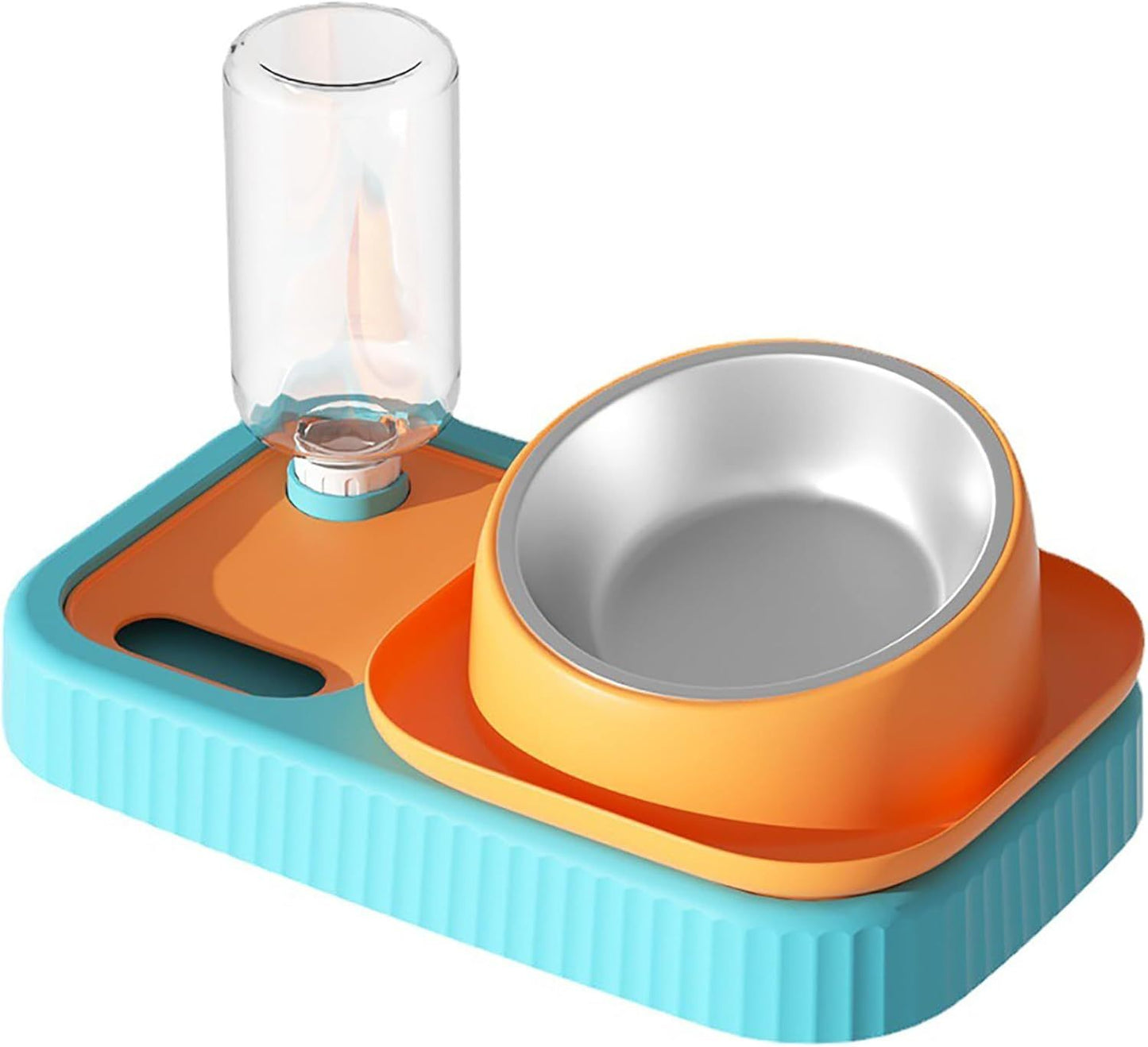 Pet Double Bowl Feeder with Automatic Water Dispenser