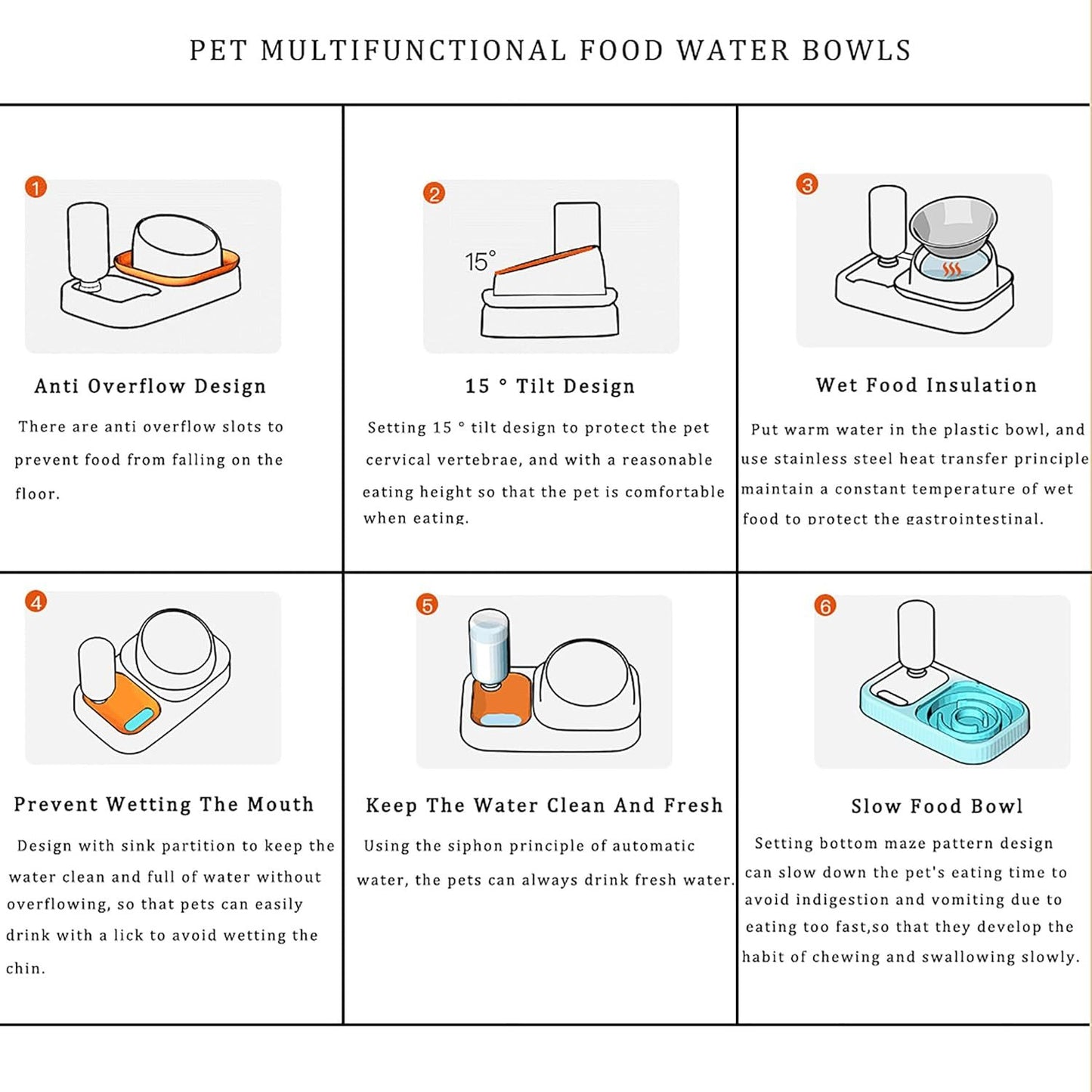 Pet Double Bowl Feeder with Automatic Water Dispenser